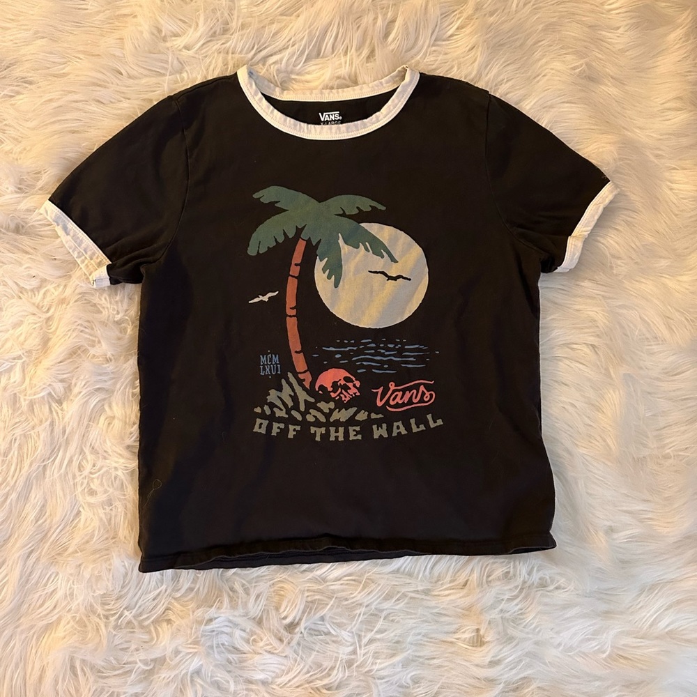 Vans black ringer shirt beach and skull design size: XL